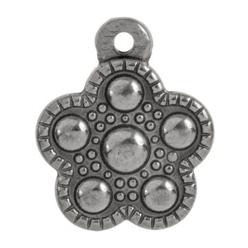 Edelstahl Charm Blume (18 x 15 x 3 mm) Altsilber (5 Stück)