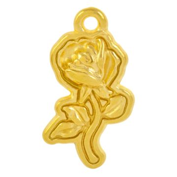 Edelstahl Charm Rose (21.5 x 12.5 x 4.7 mm) Gold (2 Stück)