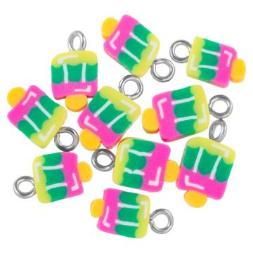 Polymer Charm Eiscreme (14 - 15 x 8 - 9.5 x 4 mm) Multi Color (25 Stück)