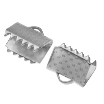 Edelstahl Bandklemme (7.5 x 8.5 mm) Altsilber (20 Stück)