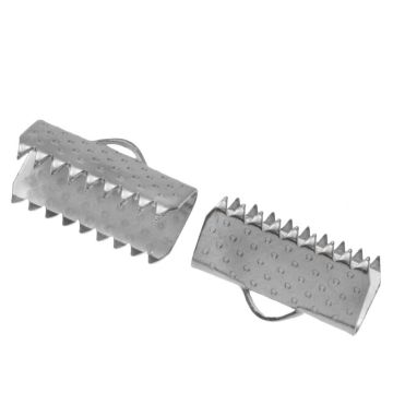 Edelstahl Bandklemme (7.5 x 13 mm) Altsilber (20 Stück)