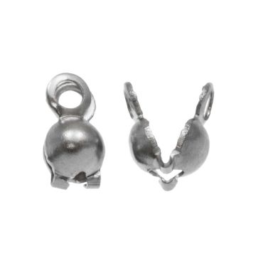 Edelstahl Quetschkalotten (8 x 4 mm) Altsilber (25 Stück)