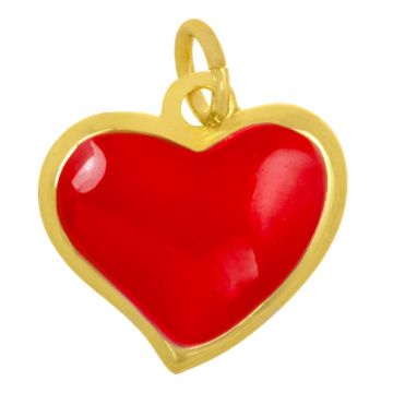 Emaille Charm Herz (13.5 x 14 x 4 mm) Red - 18K Gold Plated (2 Stück)