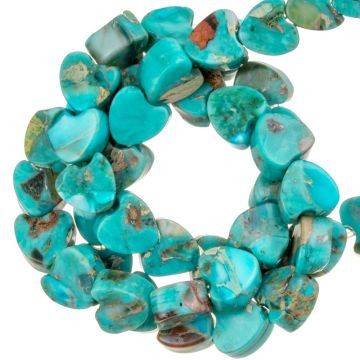 Imperial Jaspis Perlen Herz (6 x 6 x 3 mm) Blue Turquoise (70 Stück)
