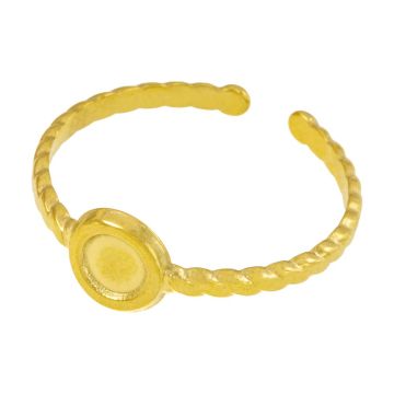 Edelstahl Ring Cabochon Fassung (4 mm) 18K Gold Ion Plated (1 Stück)