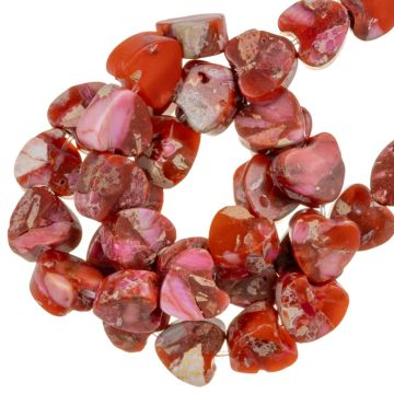 Imperial Jaspis Perlen Herz (6 x 6 x 3 mm) Rusty Red (70 Stück)