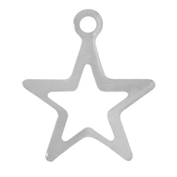Edelstahl Charm Stern (14.5 x 12.5 x 0.6 mm) Altsilber (10 Stück)