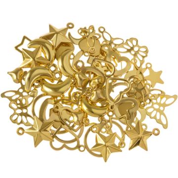 Edelstahl Charm Mischung (8.5 - 16 x 8 - 15 x 0.6 - 4 mm) Gold (60 Stück)