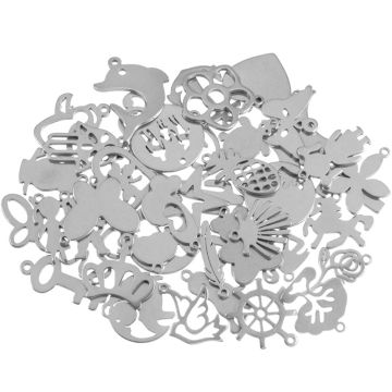 Edelstahl Charm Mischung (9.5 - 21 x 4.5 - 17 x 1 mm) Altsilber (100 Stück)