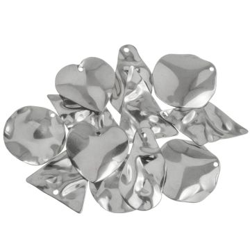 Edelstahl Charm Mischung (21.5 - 32.5 x 17 - 24 x 0.5 - 1 mm) Altsilber (30 Stück)