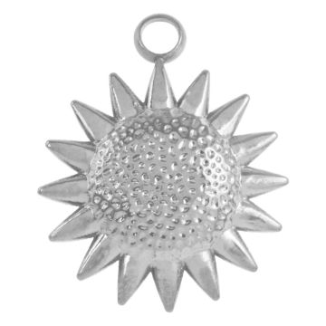 Edelstahl Charm Sonne (16.5 x 13.5 x 3 mm) Altsilber (2 Stück)