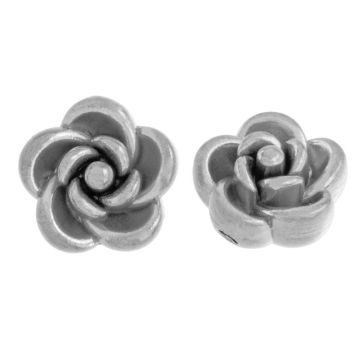 Edelstahl Perlen Rose (10 x 6 mm) Altsilber (2 Stück)