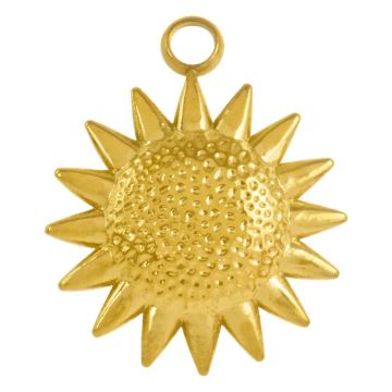 Edelstahl Charm Sonne (16.5 x 13.5 x 3 mm) Gold (2 Stück)