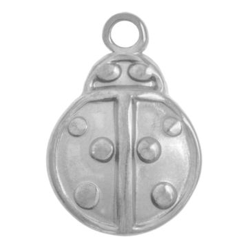Edelstahl Charm Marienkäfer (12.5 x 8.5 x 2.5 mm) Altsilber (5 Stück)
