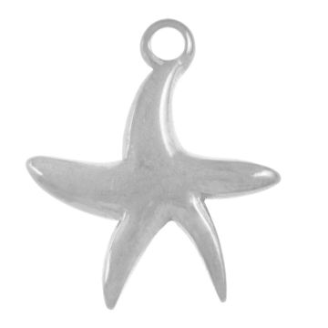 Edelstahl Charm Seestern (15.5 x 13.5 x 2 mm) Altsilber (2 Stück)