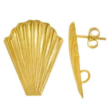 Edelstahl Ohrstecker Shell mit Verschluss (25 x 20.5 mm) Gold (2 Stück)