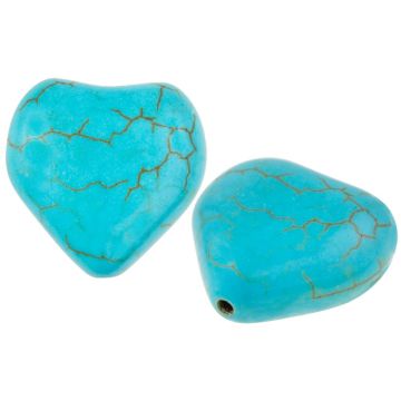 Türkis Stein Perlen Herz (17 x 17 x 8 mm) Blue Turquoise (5 Stück)