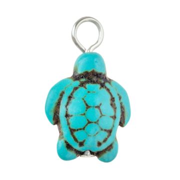 Türkis Charm Schildkröte (23 x 13 x 7 mm) Blue Turquoise - Altsilber (5 Stück)