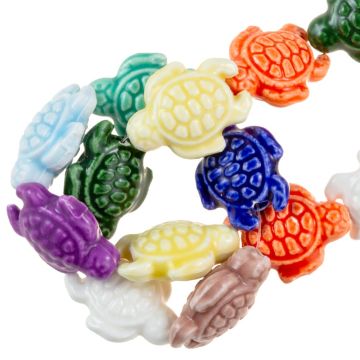 Keramikperlen Schildkröte (19 x 15 x 8 mm) Mix Color (18 Stück)