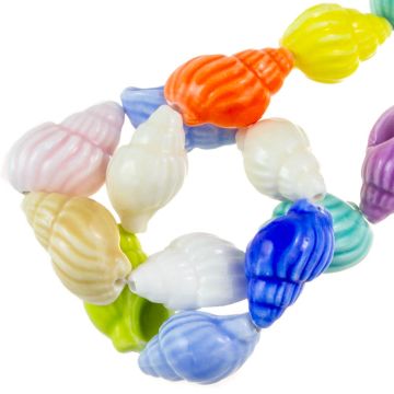 Keramikperlen Muschel (21x 14 x 12 mm) Mix Color (18 Stück)