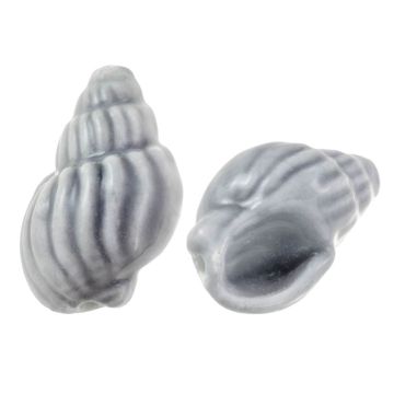 Keramikperlen Muschel (21x 14 x 12 mm) Cadet Grey (5 Stück)