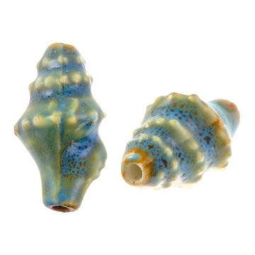 Keramikperlen Muschel (20 x 10.5 x 10 mm) Mosaic Blue (5 Stück)
