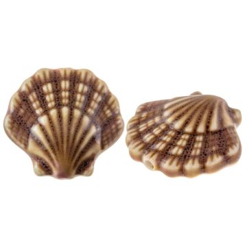 Keramikperlen Muschel (27 x 29 x 12 mm) Coconut Brown (1 Stück)