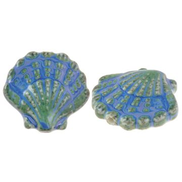 Keramikperlen Muschel (27 x 29 x 12 mm) Island Blue (1 Stück)