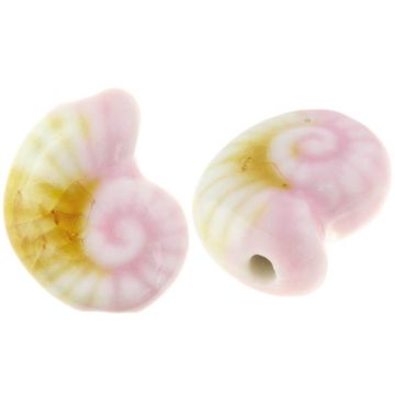 Keramikperlen Muschel Schnecke (21 x 9 mm) Cameo Pink (3 Stück)
