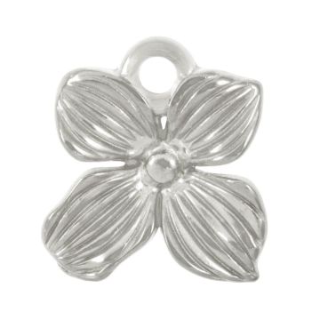 Edelstahl Charm Blume (17 x 15 x 3.5 mm) Altsilber (2 Stück)
