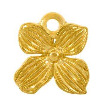 Edelstahl Charm Blume (17 x 15 x 3.5 mm) 18K Gold Ion Plated (2 Stück)