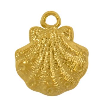 Edelstahl Charm Muschel (18 x 15 x 3 mm) 18K Gold Ion Plated (2 Stück)
