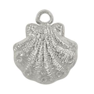 Edelstahl Charm Muschel (18 x 15 x 3 mm) Altsilber (2 Stück)