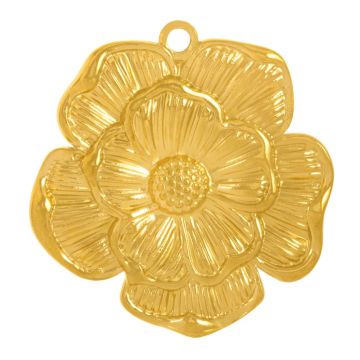 Edelstahl Pendant Blume (27 x 25 x 2.5 mm) 18K Gold Plated (1 Stück)