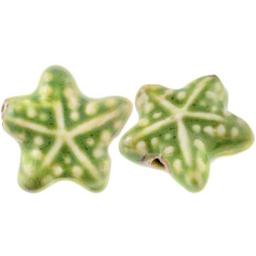 Keramikperlen Seestern (20 x 21 x 9 mm) Meadow Green (3 Stück)