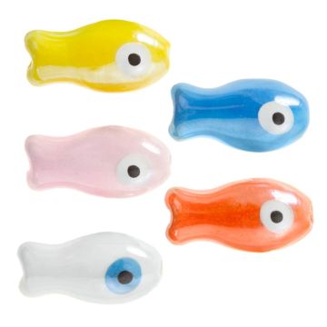 Keramikperlen Fisch (19 x 10 x 8 mm) Mix Color (5 Stück)