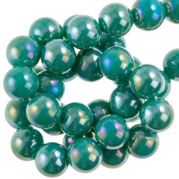 Galvanisierte Glasperlen (10 mm) Teal Green AB (39 Stück)