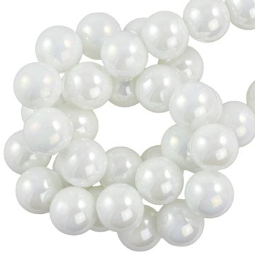 Galvanisierte Glasperlen (10 mm) Pearl White AB (39 Stück)