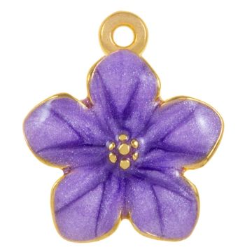 Emaille Charm Blume (17 x 14 x 2.5 mm) Amethyst Purple (3 Stück)