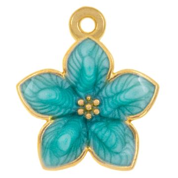 Emaille Charm Blume (17 x 14 x 2.5 mm) Blue Turquoise (3 Stück)