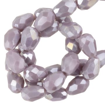 Galvanisierte Facettperlen Opak Tropfen (6 x 4 mm) Lilac Mist AB (65 Stück)