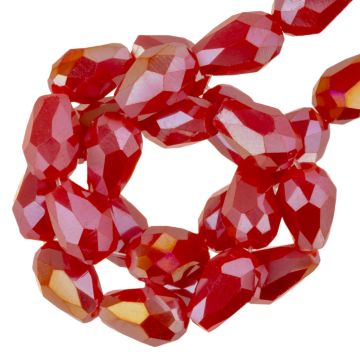 Galvanisierte Facettperlen Opak Tropfen (6 x 4 mm) Red Rose AB (65 Stück)
