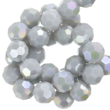 Galvanisierte Facettperlen Opak Rund (6 mm) Light Grey AB (90 Stück)