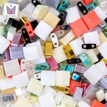 Miyuki Tila Mischung (5 x 5 / 5 x 2.3 mm) Mix Color (80 Stück)