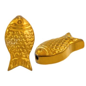 Galvanisierte Glasperlen Fisch (15 x 8 x 5 mm) Gold (5 Stück)