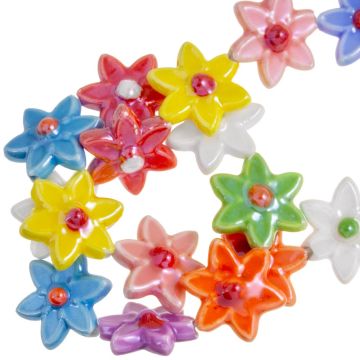 Keramikperlen Blume (17 x 16 x 7 mm) Mix Color (20 Stück)