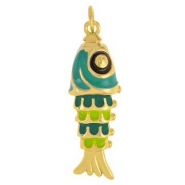 Pendant Emaille Fisch (30 x 10 x 7 mm) Teal (1 Stück)