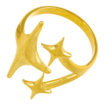 Edelstahl Verstellbarer Ring Sterne (Durchmesser 17.6 mm) 18K Gold Plated (1 Stück)