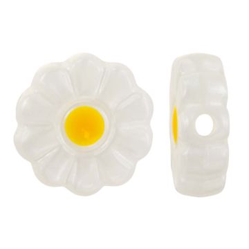 Kunstharz Perlen Blume (10 x 10 x 4 mm) White (2 Stück)