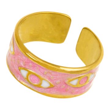 Edelstahl Verstellbarer Ring (Durchmesser 17.4 mm) Gold (1 Stück)